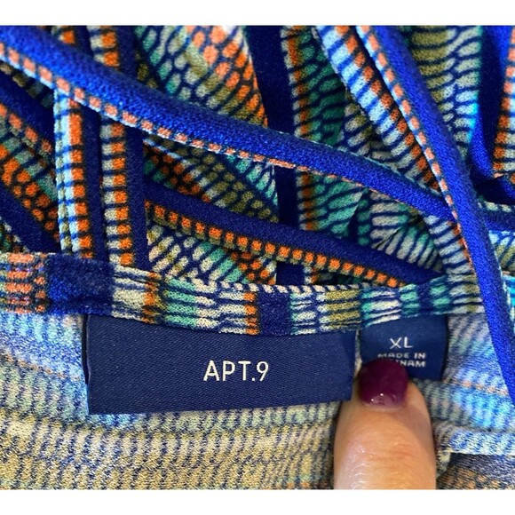 Apt. 9 Maxi Dress Sz XL Sleeveless Criss Cross Back Striped Blue Orange Stretchy - Picture 8 of 12